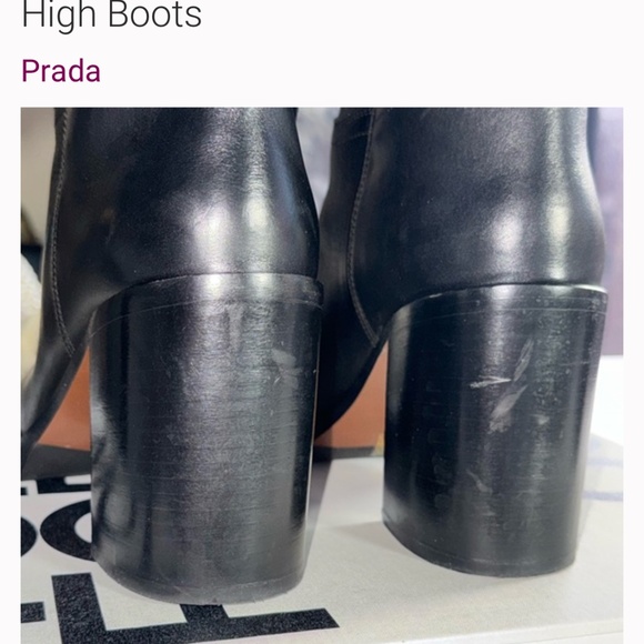 PRADA 90mm Black Leather Knee-High Boots - Picture 7 of 8